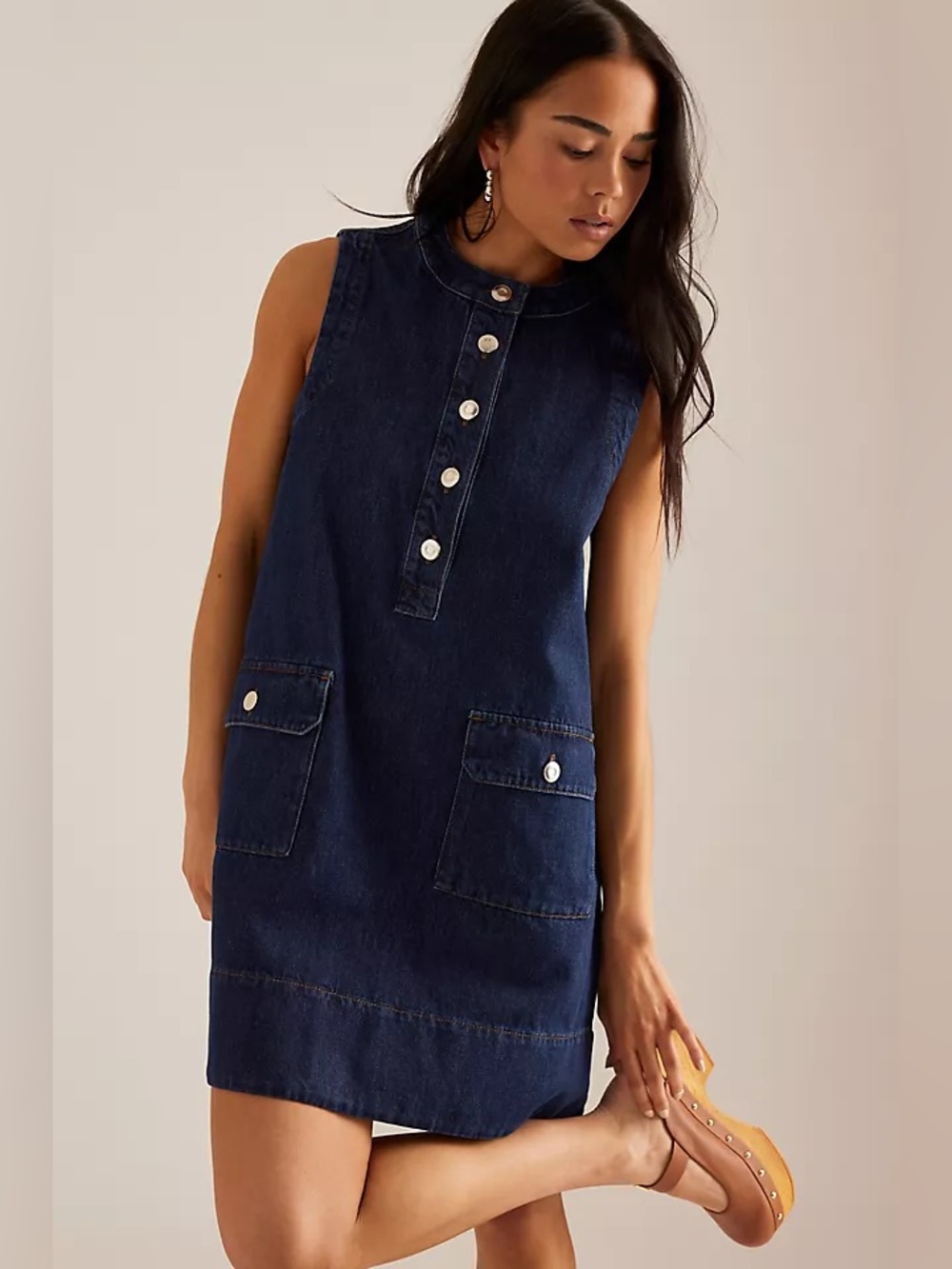Anthropologie ALIGNE Luella Denim Shift Dress Women’s 12 - 100% cotton